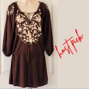 LUCKY BRAND Peasant Boho Tunic Shift Dress Top XS